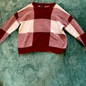SHEIN / burgandy-white sweater womens